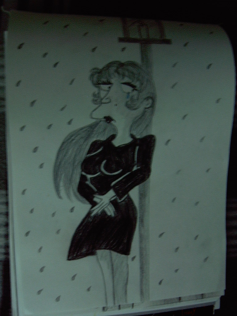 Sad woman in the rain by Marilyn
