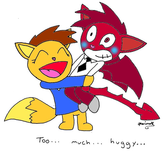 Tess glomps Ryuu! *too much huggy!* by Mariroth