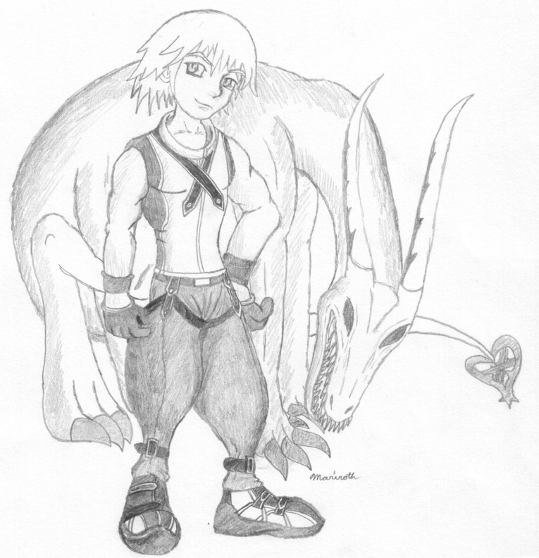 Riku and the dragon, (my shadow?) by Mariroth