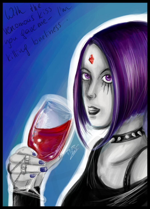 A Sketch with Wineglass (and raven... again XD) by Marvel