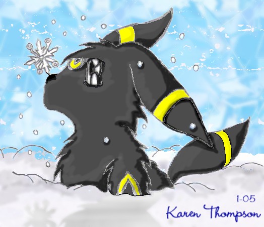Umbreon in Snow by Master_Karen