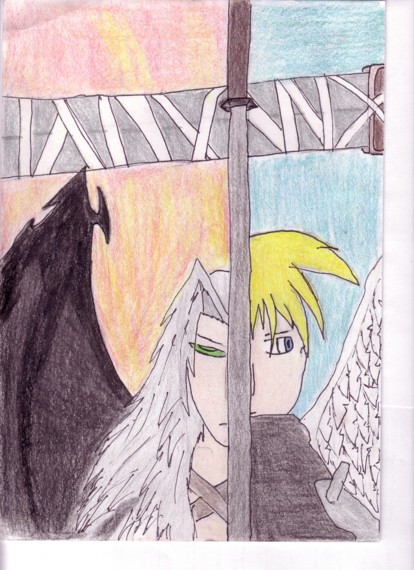 Angel and Demon (Sephiroth and Cloud) by Master_of_Darkness