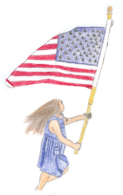 Little girl w/ american flag by MblackCparadeR28