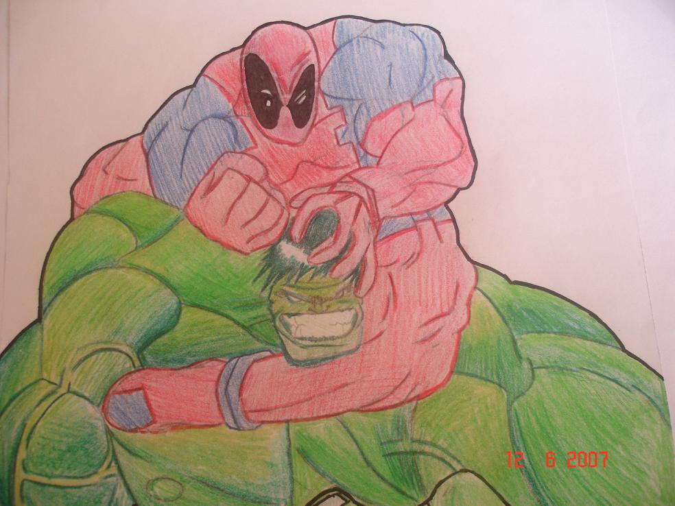 The hulk and deadpool by MegsTheGay