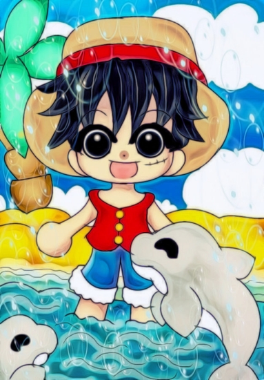 Luffy and Dolphins by Melodymoon