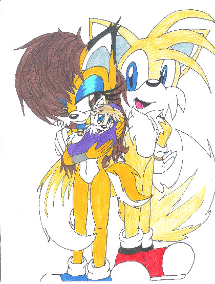 Mel and Tails and baby Sandi by Melvintomm