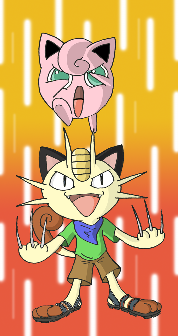 Meowth and Jigglypuff by Meowthfan