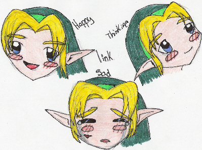 Many faces of little Link (coloured) by Mew-Mint