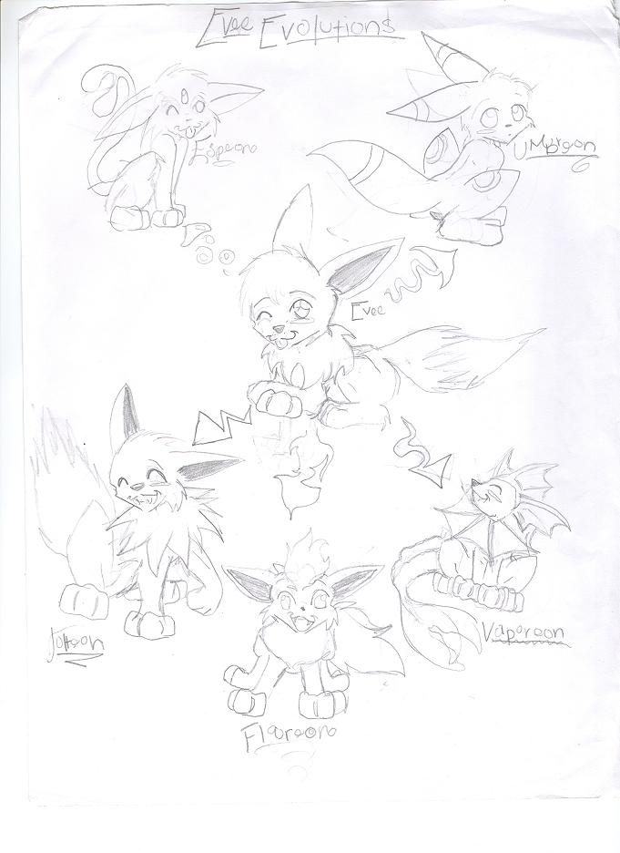 Evee Evolutions by Mewtwo_Luver