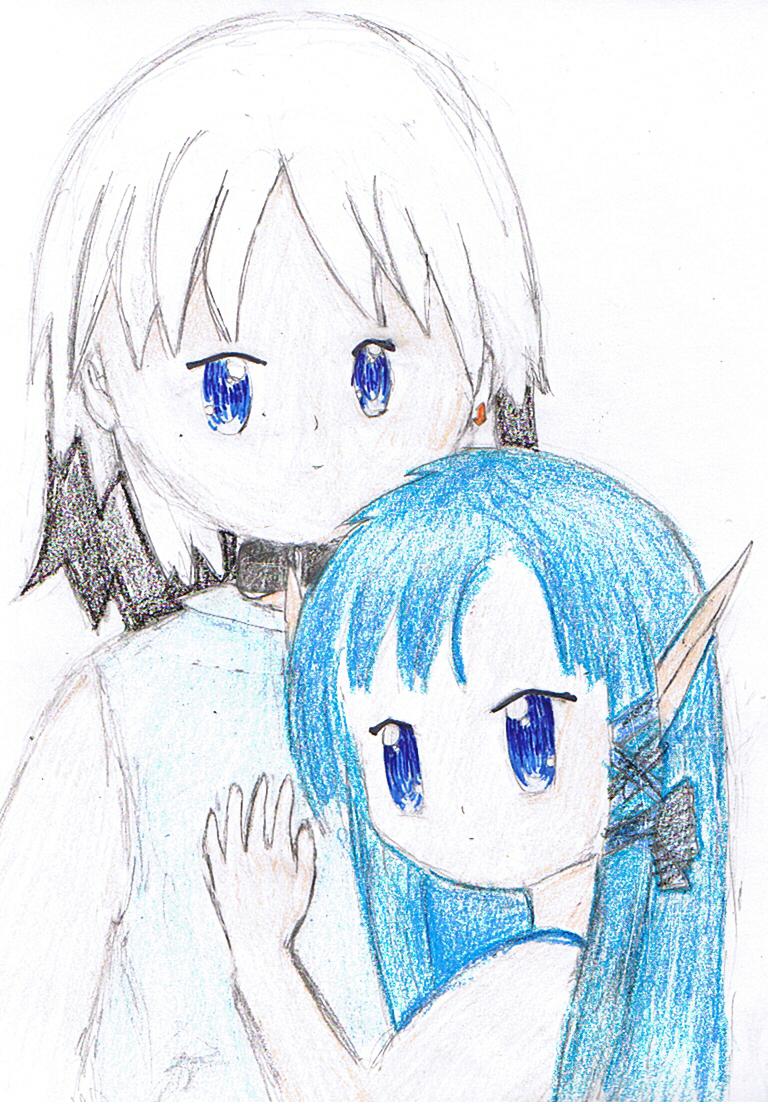 kitsu and an elfish girl by Midnight_moon