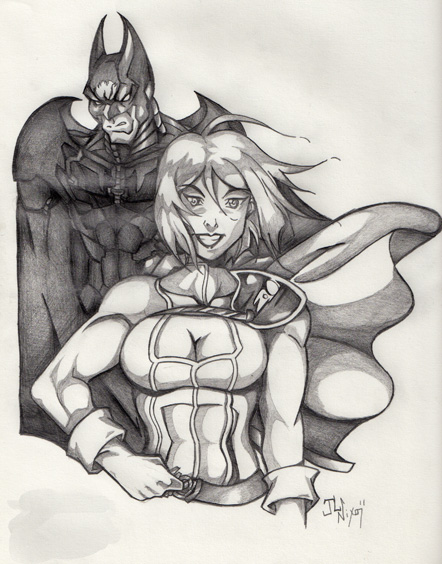 Power girl and batman by MiguelOhara2099