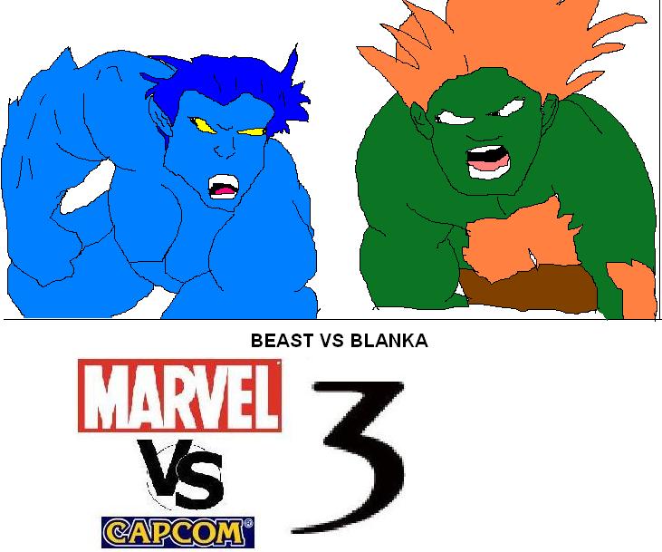 Beast ( X-Men ) VS Blanka ( Street Fighter ) by MikeWRPGFan85