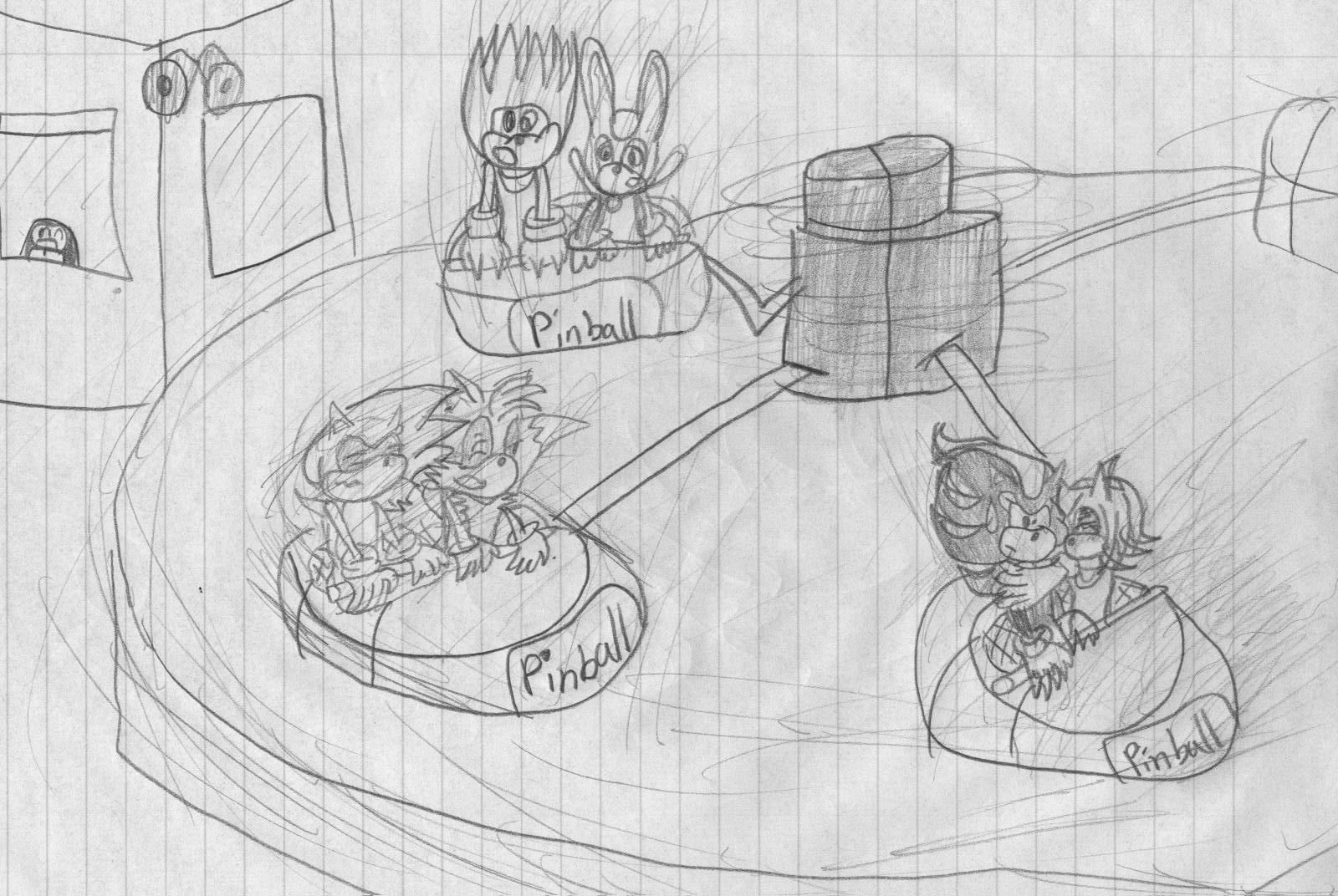 Sonic and his friends on Pinball ride ^.^ by Miku_the_hedgehog