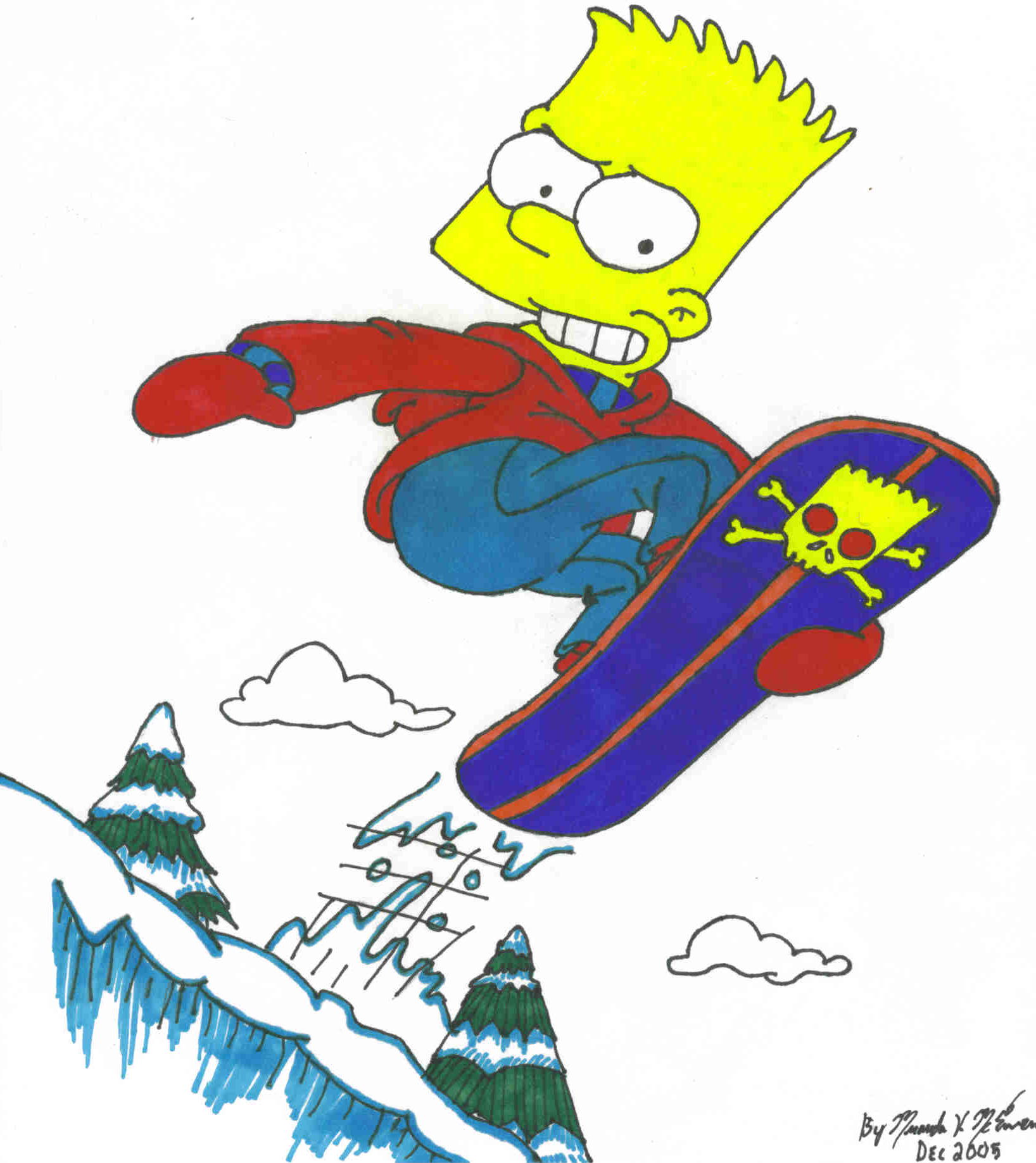 Bart Simpson Snowboarding by MirMir