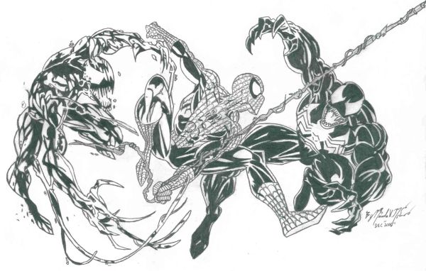 Carnage, Spiderman and Venom by MirMir