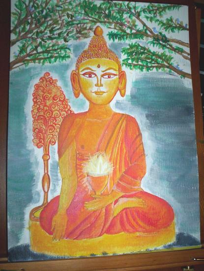 Menla (Medicine Buddha) unfinished by Miralynne