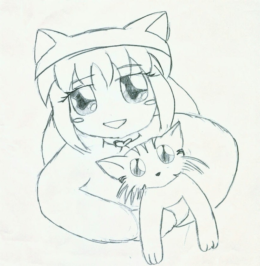 Girl with a kitten by Mistlight