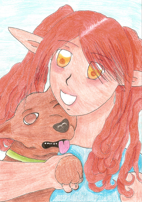Girl with dog by Miyu-chan