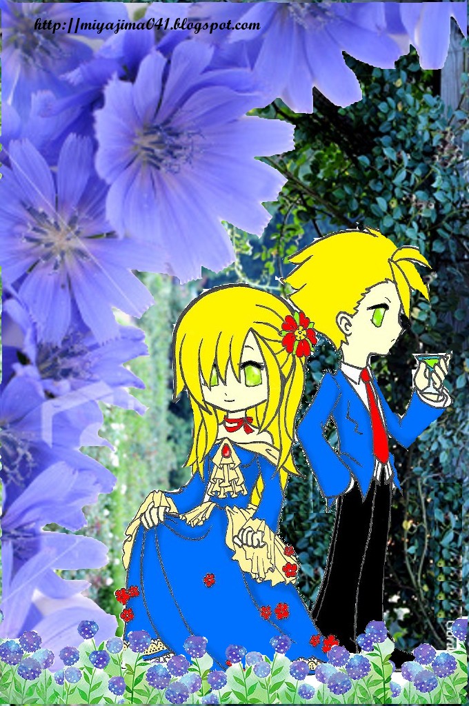 The blonde prince and princess twins (Decorated) by MizyMiyajima