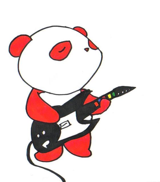 A Panda Playing Guitar Hero by MokonaIsPimpin