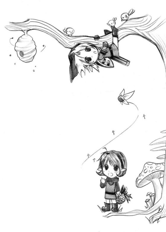 Link and Saria: Gathering Food by Moni-kun