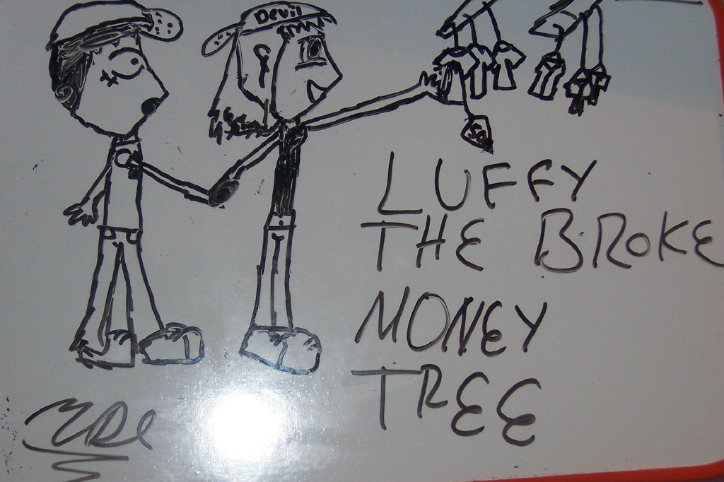 Luffy,the broke money tree by MonkeyDLuffy