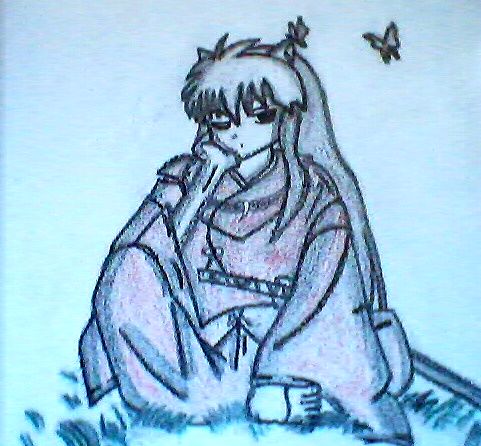 Lazy Inuyasha..w/butterflies by MoonChildKirei