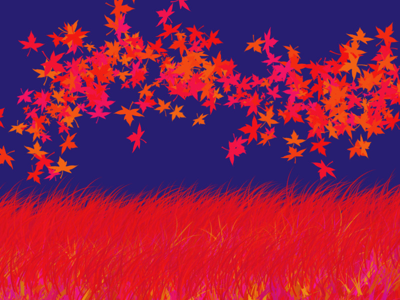 Grass and Leaves (Red) by MoonDust