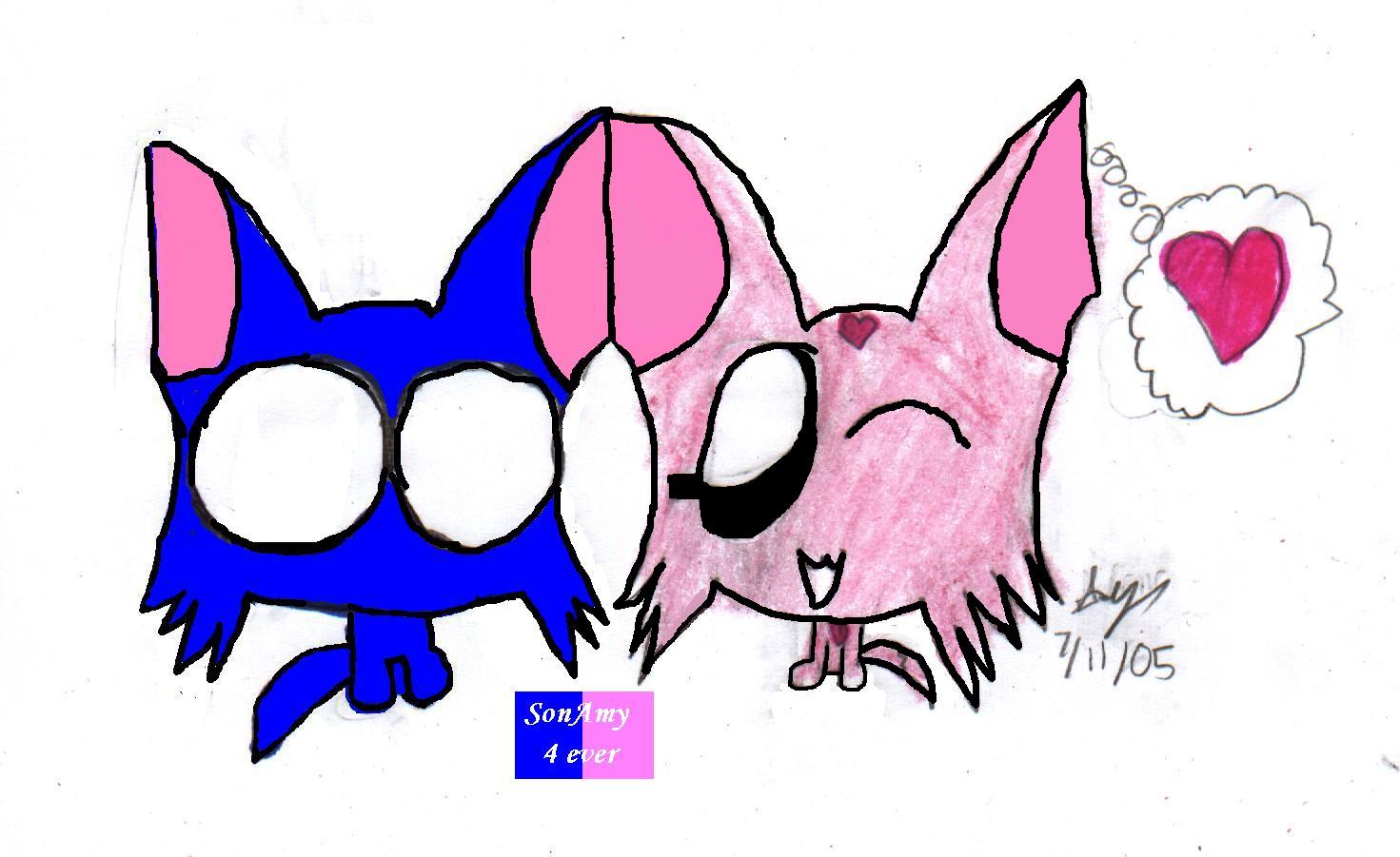 Sonic & Amy NEKO CATS (for SonAmy fans) by MoonPartner