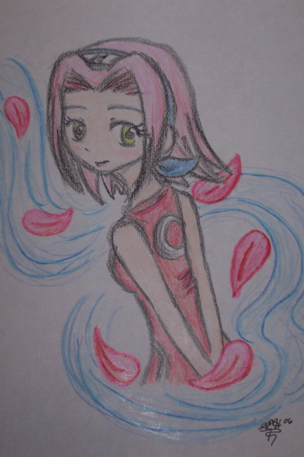 Sakura In Crayon by Moonlit_Blood