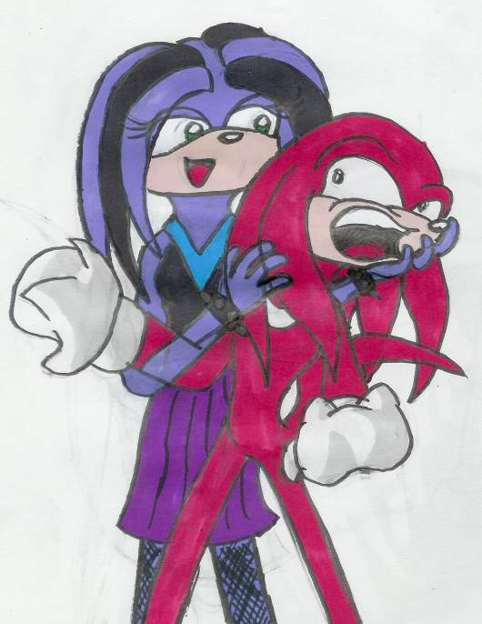 Roxie and Knuckles - PuNkPop art trade by Moreta_Echidna