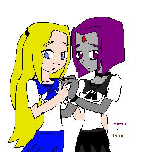 Schoolgirls Raven and Terra by Morrie-chan