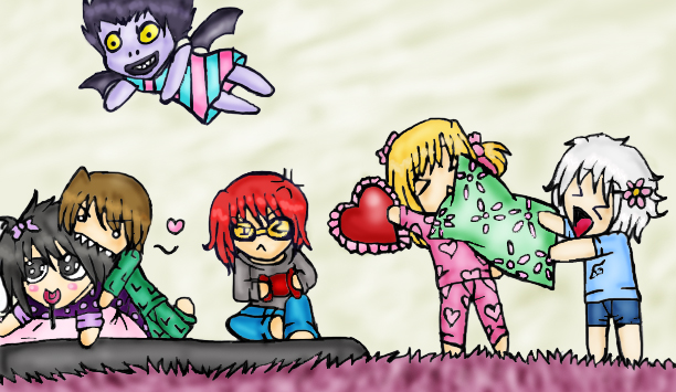 Death Note slumber party- COLORED by Musie