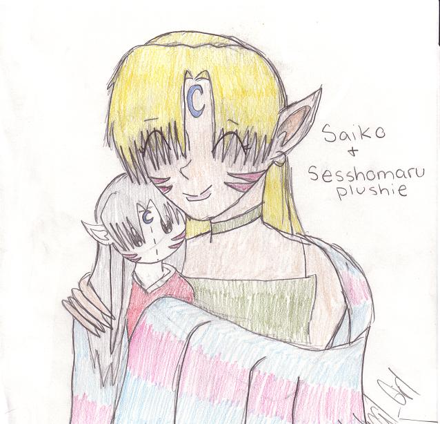 Saiko and Sesshomaru plushie by Mystical_Girl
