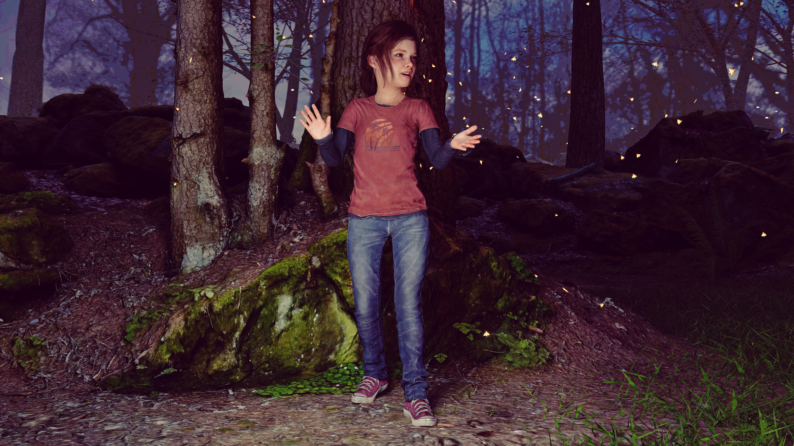 Ellie with the Fireflies by Mystix3D