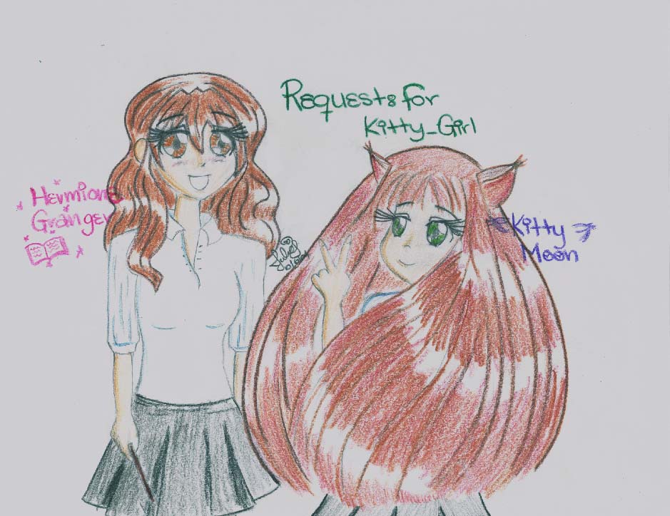 Request for kitty_girl: Hermione and Kitty by magical_moonstone
