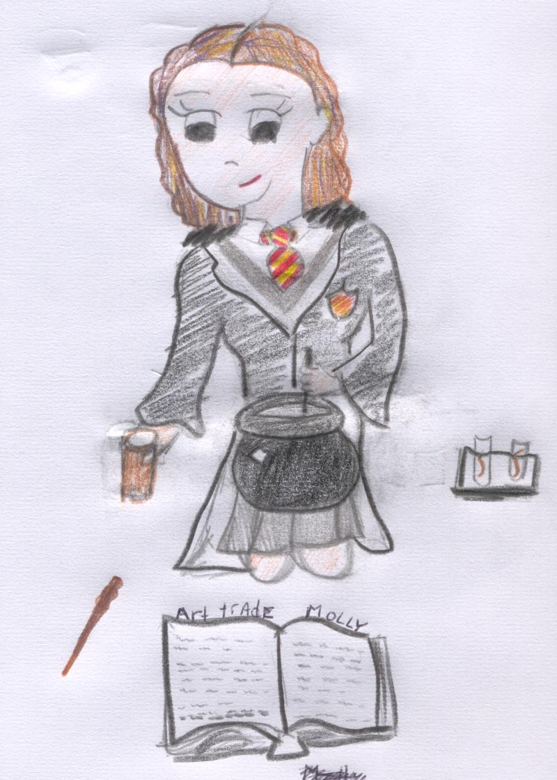 hermione doing potions an art trade by malfoyisdead