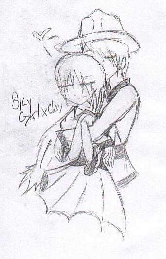 arttrade with skygirl(sketch) by manga_girl623