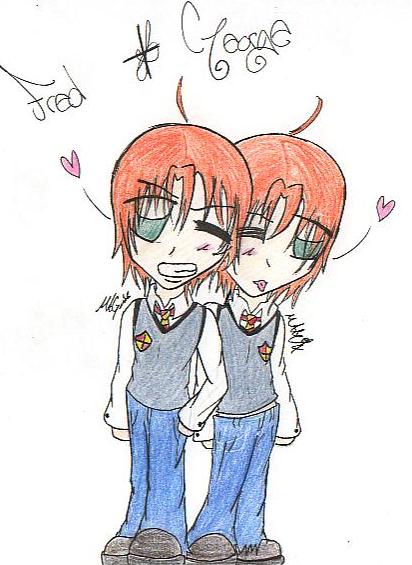 fred and george chibis by manga_girl623