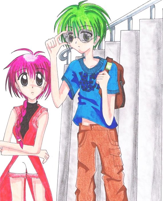 Boy and Girl with Funky Hair by mangaka_suika