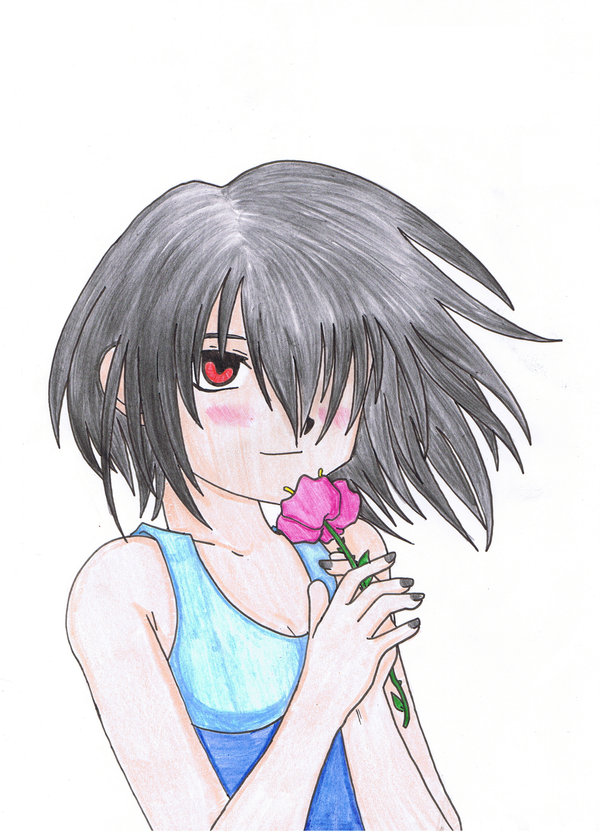 Yumi with a flower by mania