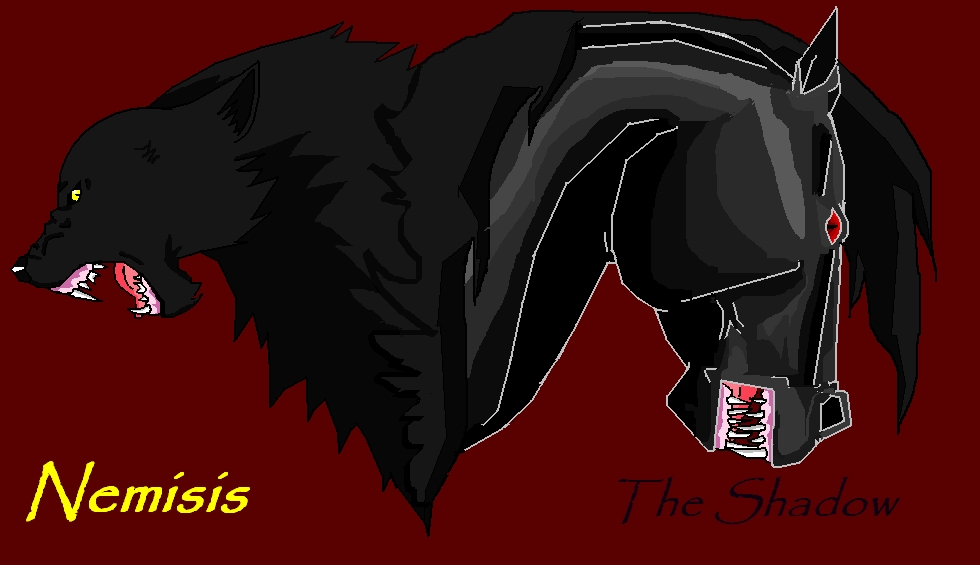 Nemisis the Black wolf and the Shadow by marikinuyasha