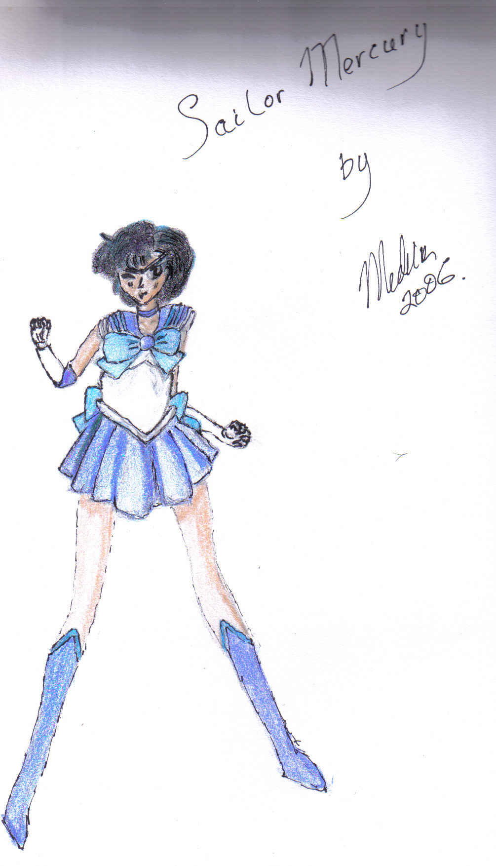 Sailor Mercury, first try at anime by medina1artist