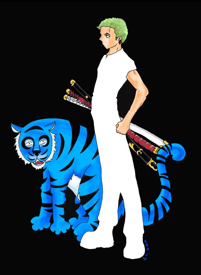 Zoro and Blue Tiger by megalotro