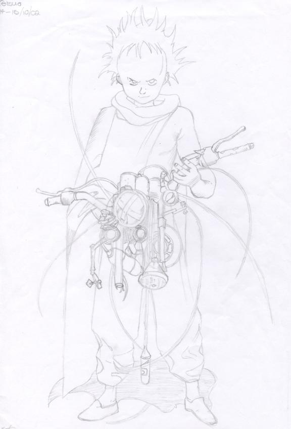 Tetsuo with part of a bike by menchidogwieners