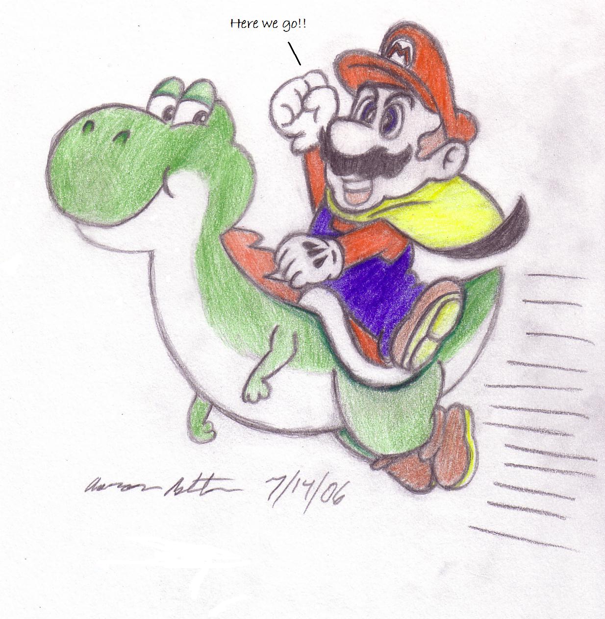 my first mario and yoshi together by mendoza0089