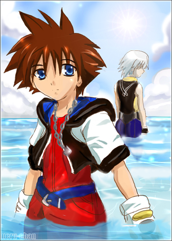 *KH- sora and riku-Out in the water* by meruchan