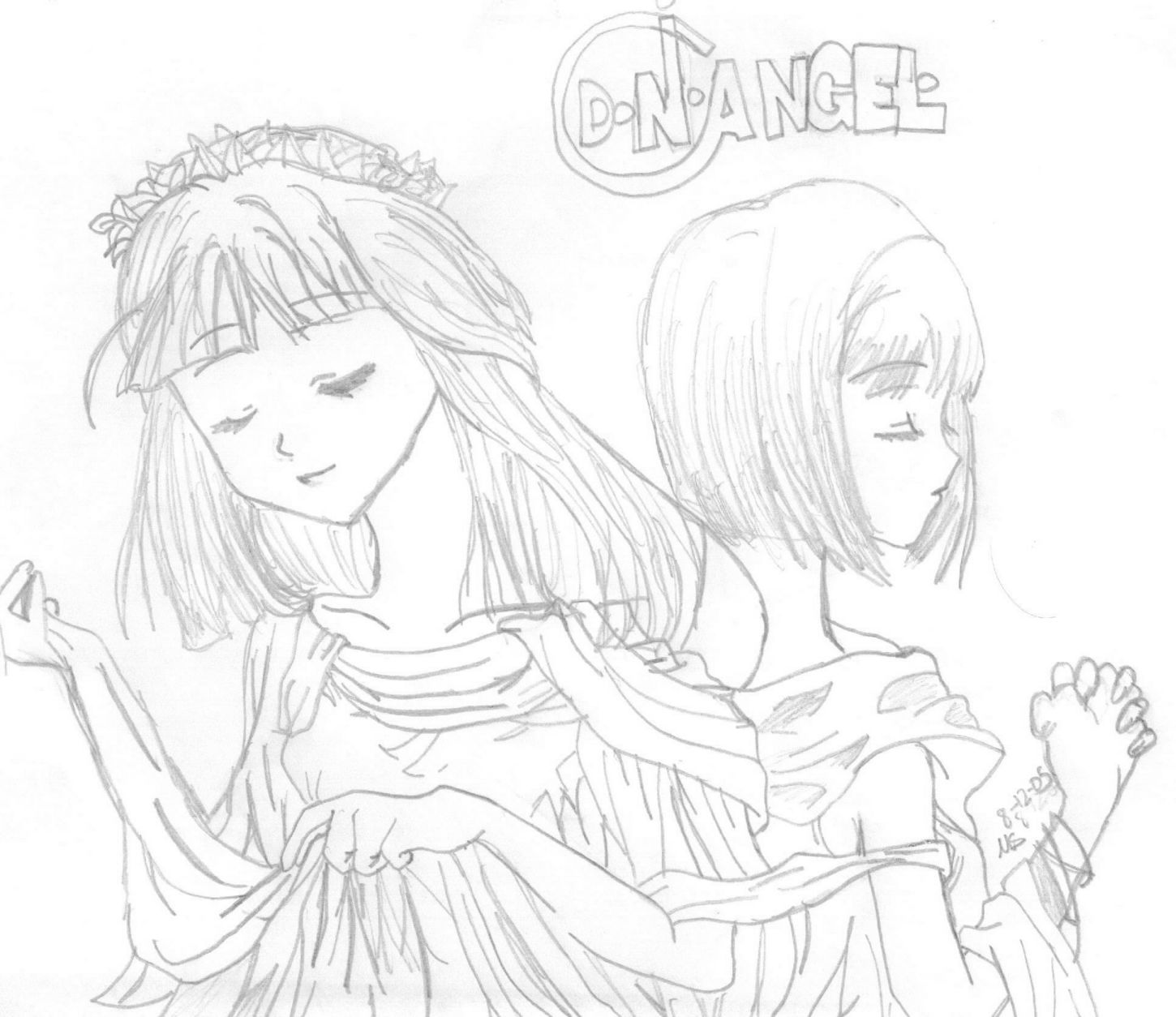 Risa and Riku The Sacred Maidens Sketch by merusan