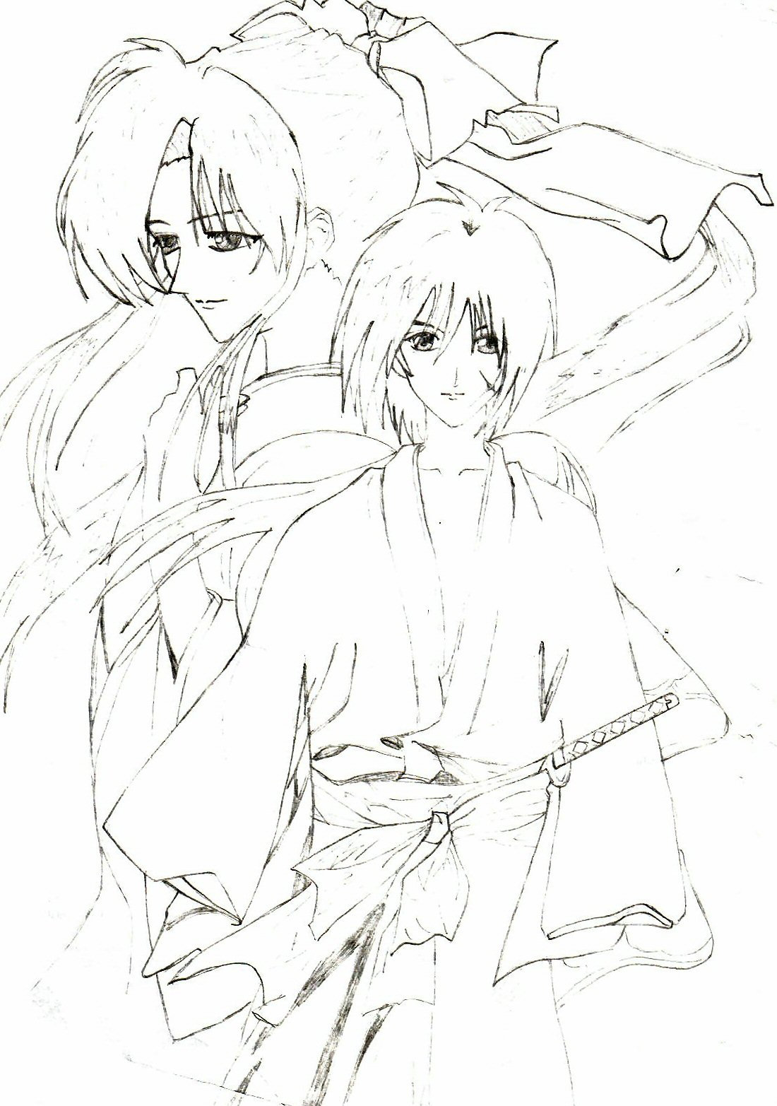 Kaoru and Kenshin by metalmilitia