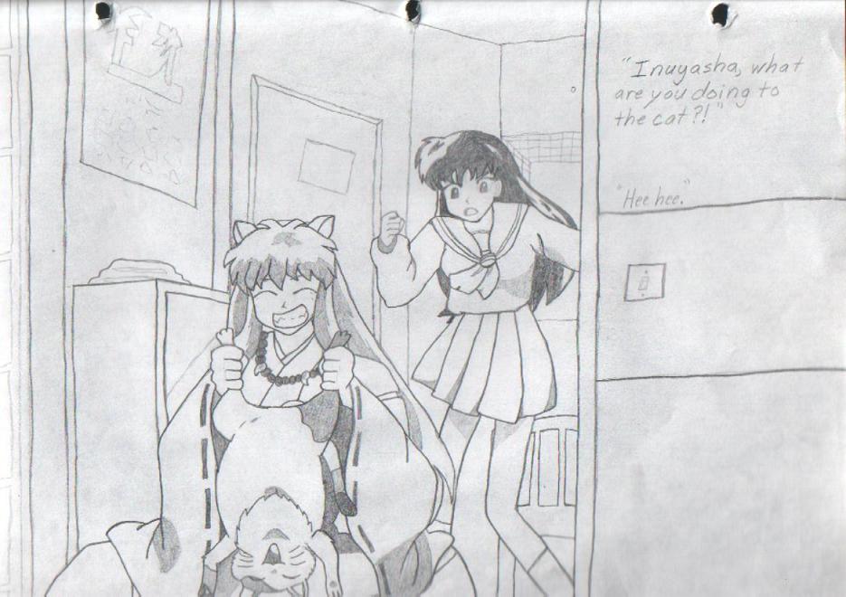 Inuyasha torturing the cat! by mikita_inugirl